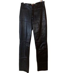 Cache Vintage Womens Pants Size Small Black Lamb Leather Pockets Casual